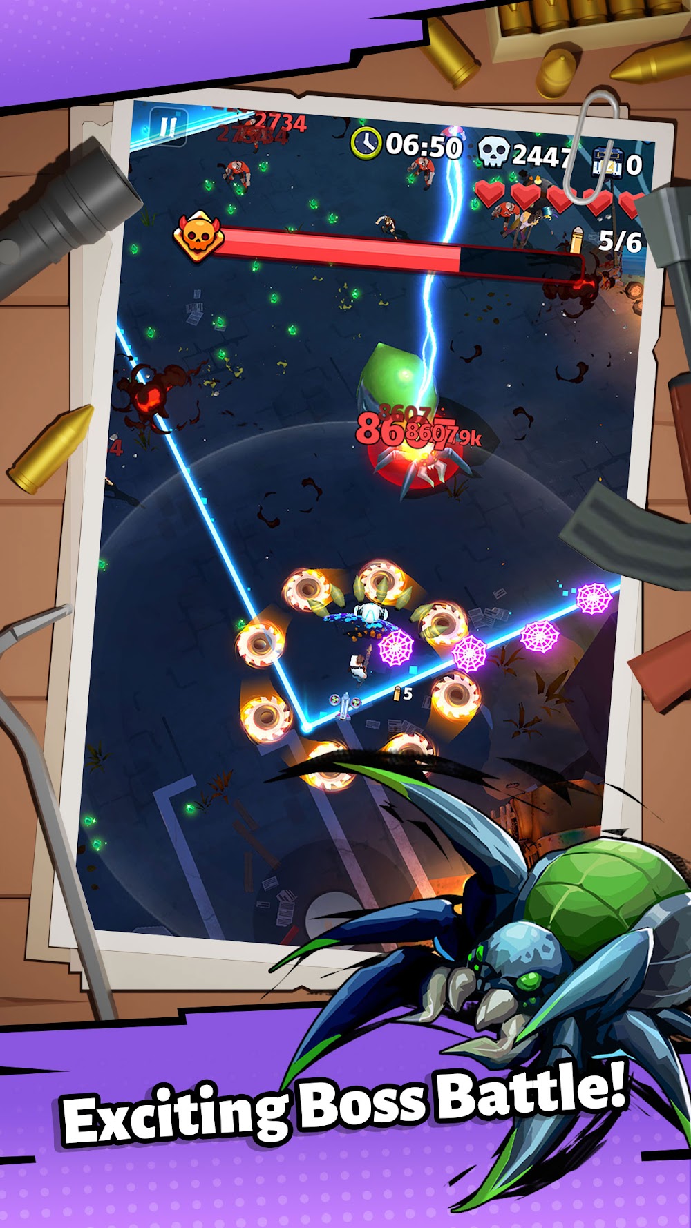 Tangkapan layar gameplay Zombie Waves 7