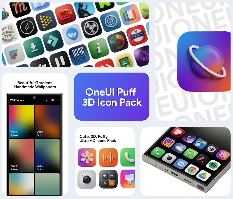 OneUi Puff 3D Icon Pack preview screenshot 2