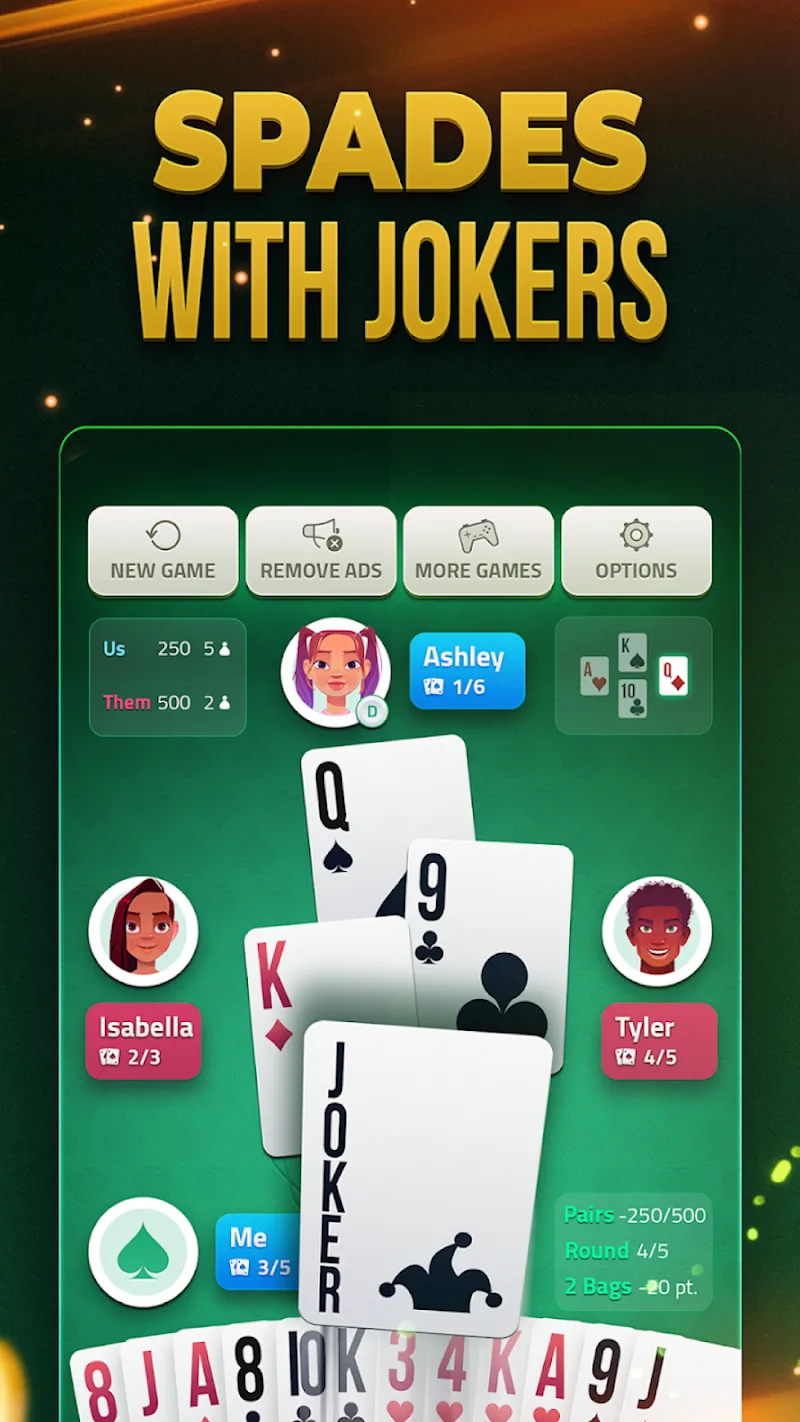 Aperçu du gameplay de Spades Offline Card Game 5