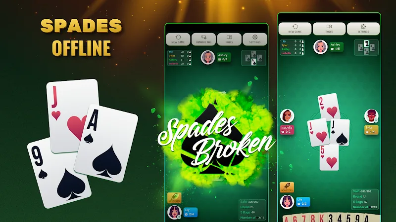 Aperçu du gameplay de Spades Offline Card Game 6