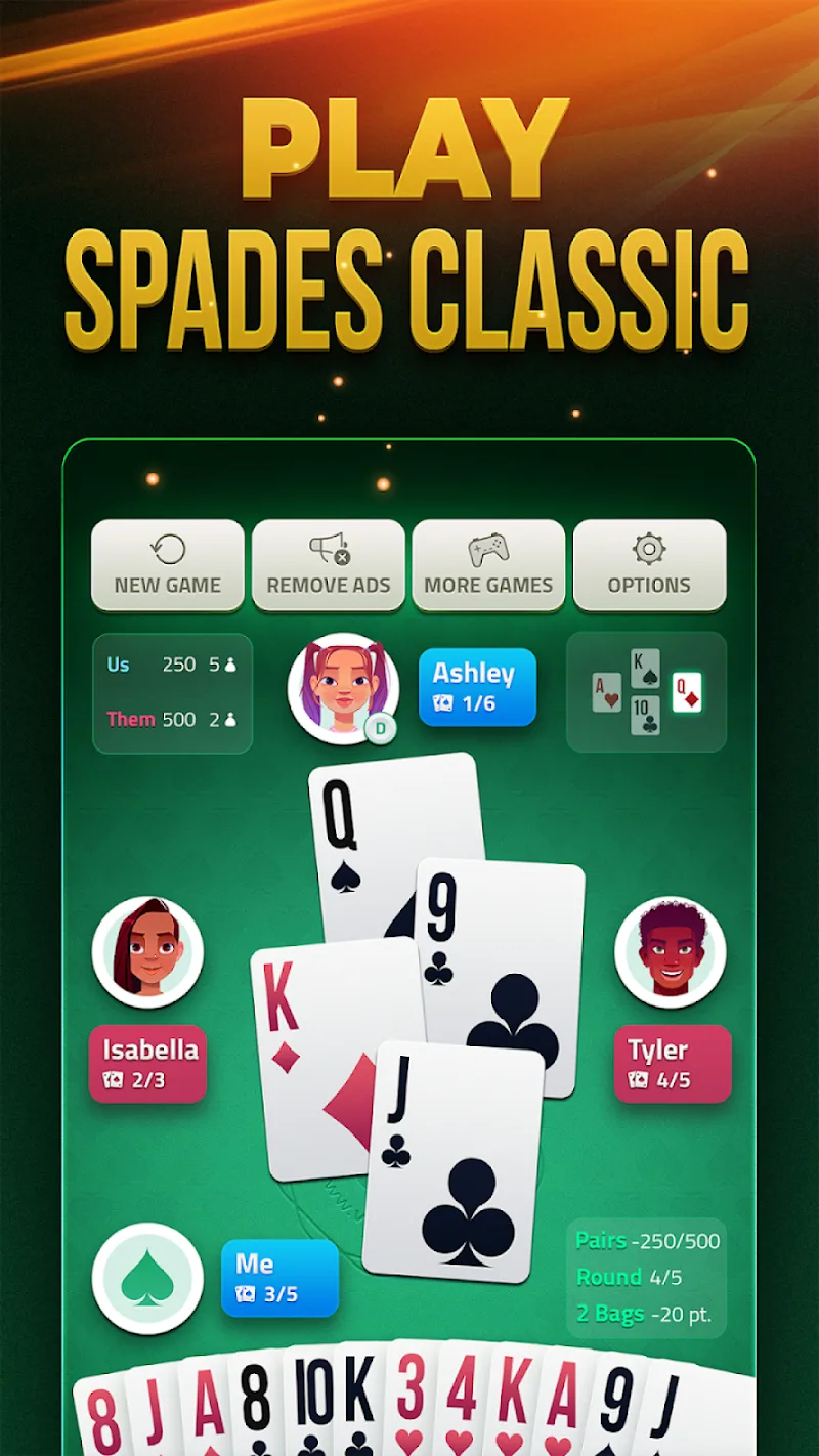 Aperçu du gameplay de Spades Offline Card Game 2