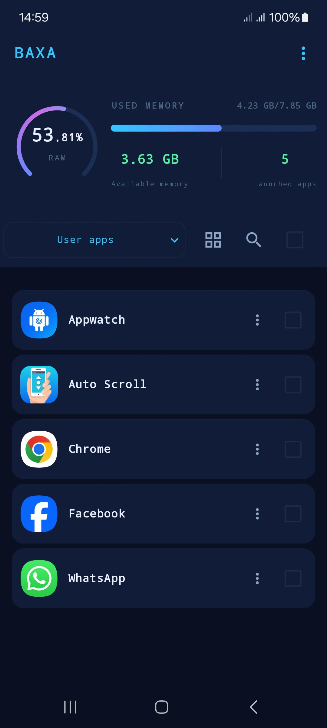 Baxa: Close Apps - RAM Battery captura de pantalla 1
