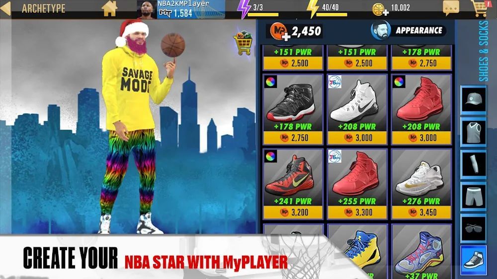 Captura de pantalla del juego de baloncesto de NBA 2K Mobile 3