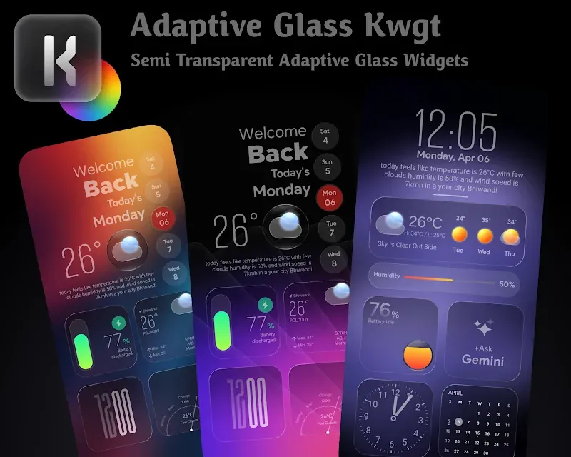 Adaptive Glass KWGT screenshot 4