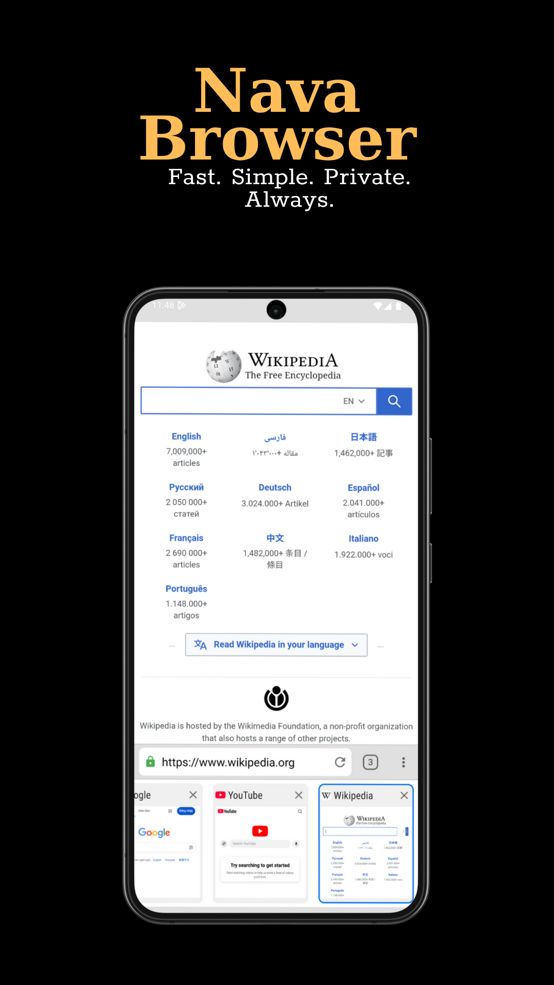 Captura de tela 1 do Nava Browser - Fast & Light