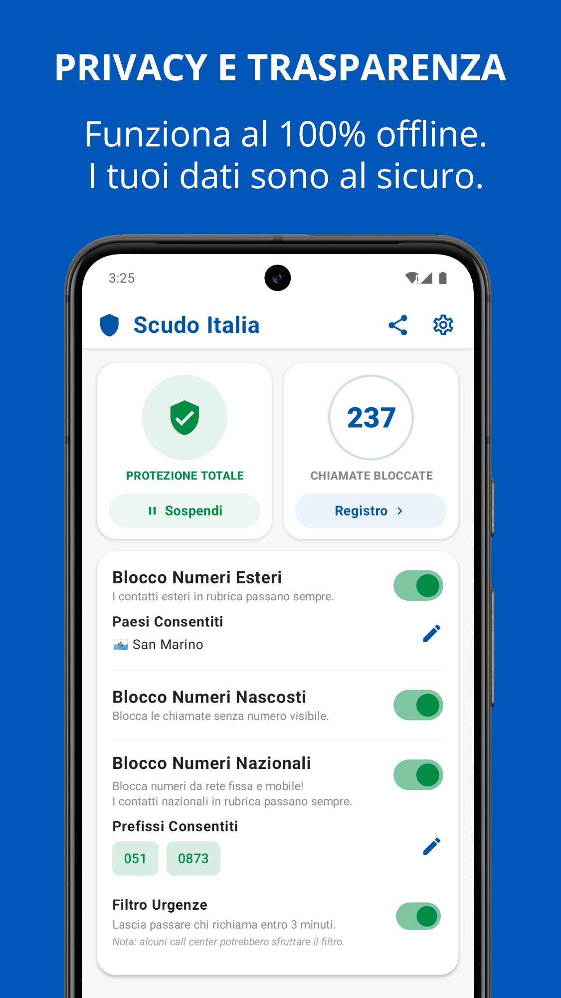 Captura de Pantalla de Blocco Chiamate Scudo Italia 2