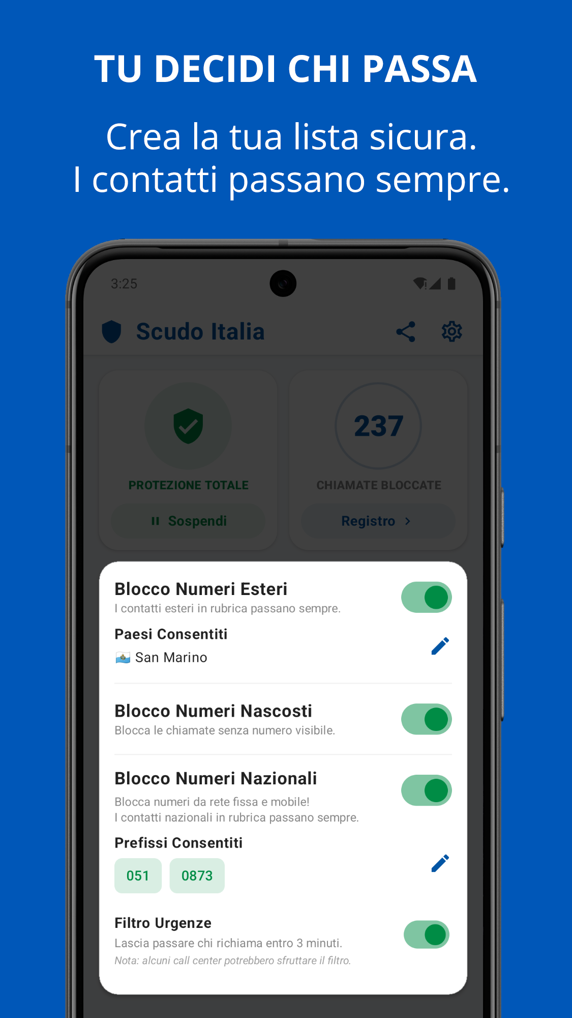 Captura de Pantalla de Blocco Chiamate Scudo Italia 1
