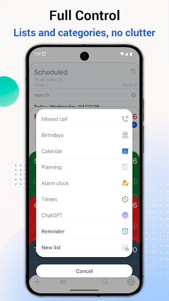 Vista previa de la interfaz 3 de la app Reminders