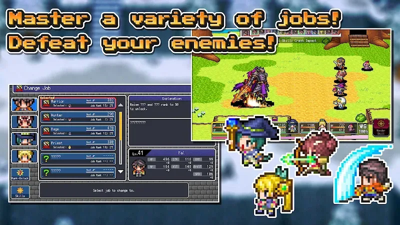 Captura de pantalla del menú de personajes RPG Dragon Spira 4