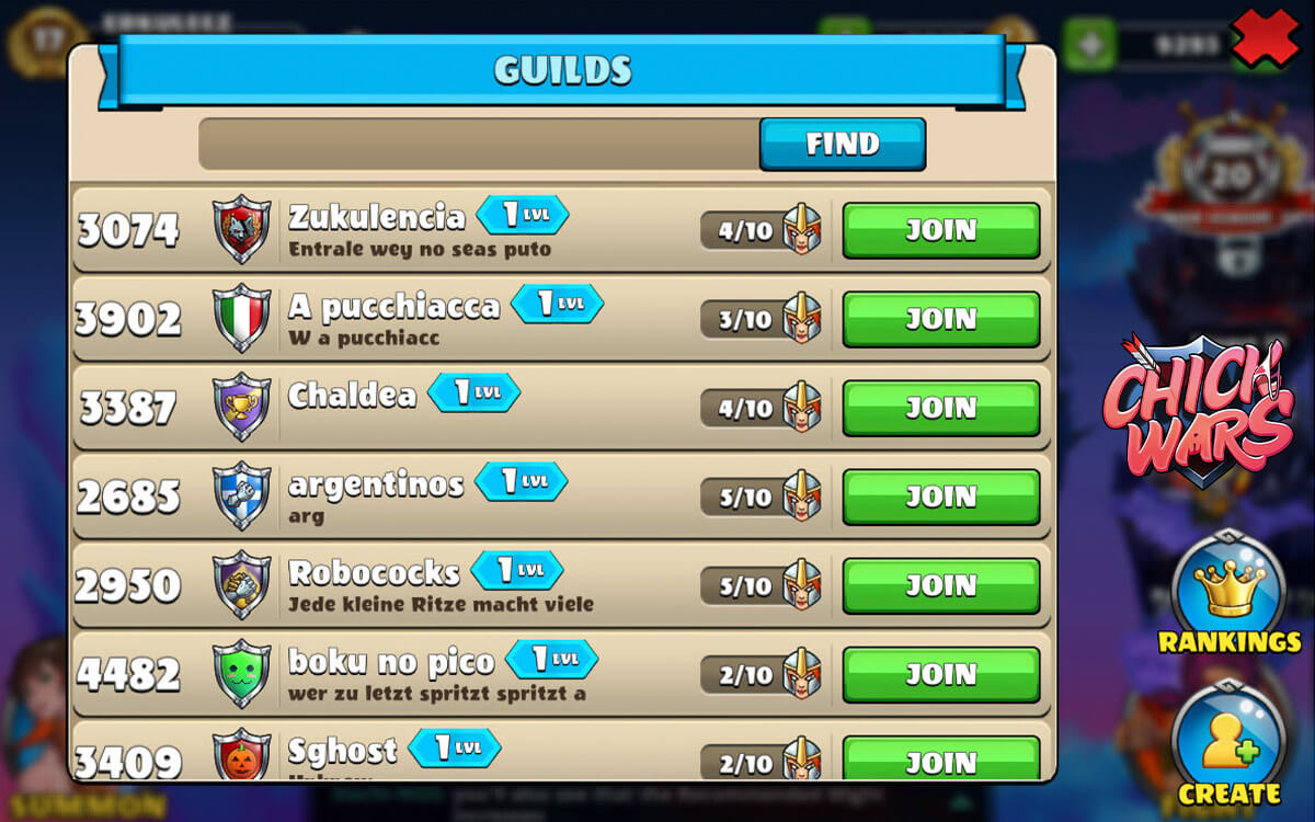 Tangkapan layar pemanggilan kartu Chick Wars 4