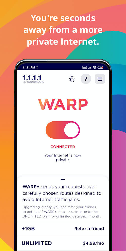 1.1.1.1: Faster & Safer Internet screenshot preview 3