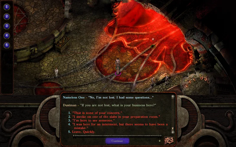 Tangkapan layar gameplay Planescape: Torment: Enhanced 2