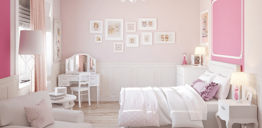 Tangkapan layar gameplay Pink Home Design: House Craft 1
