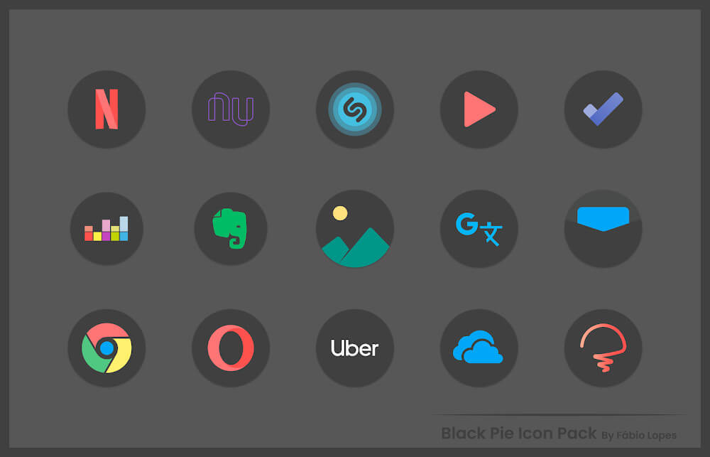 Tangkapan layar Black Pie - Icon Pack 6