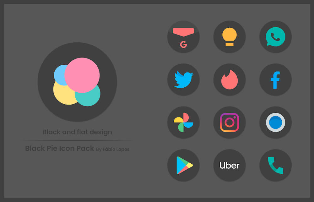 Tangkapan layar Black Pie - Icon Pack 5