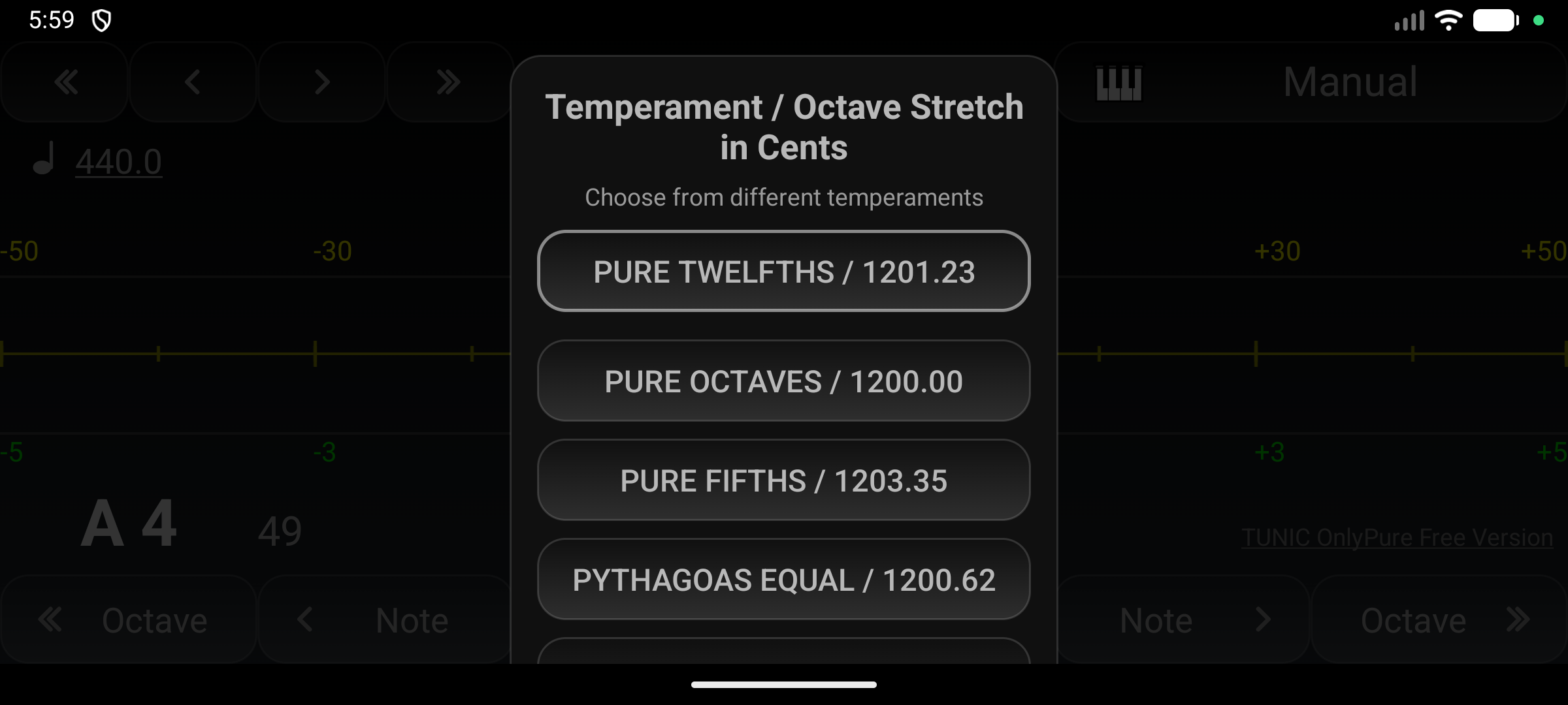 Captura de pantalla de TUNIC OnlyPure Piano Tuner 2