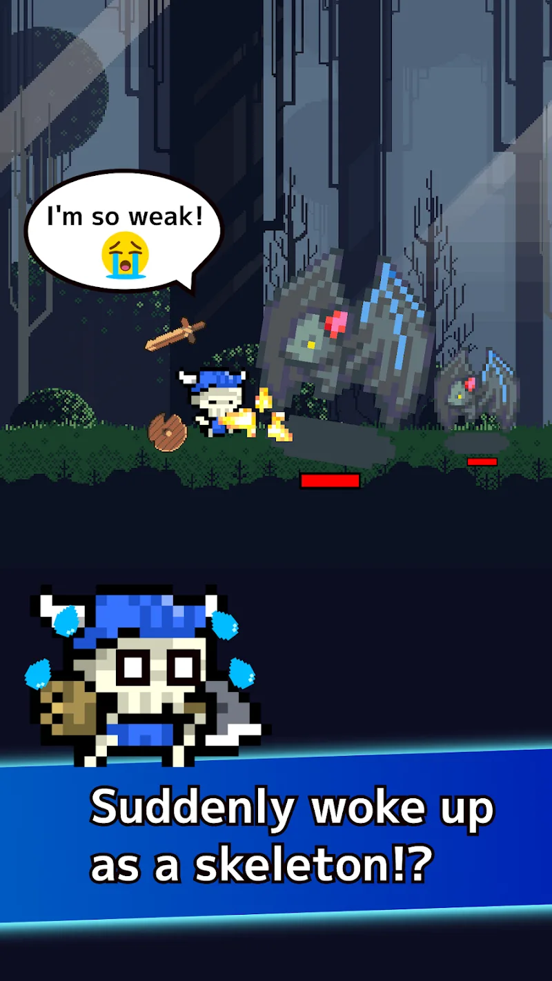Pratinjau gameplay Idle Skeleton - Pixel RPG 3