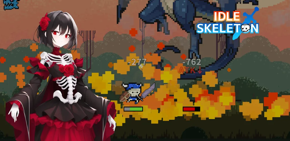 Pratinjau gameplay Idle Skeleton - Pixel RPG 1
