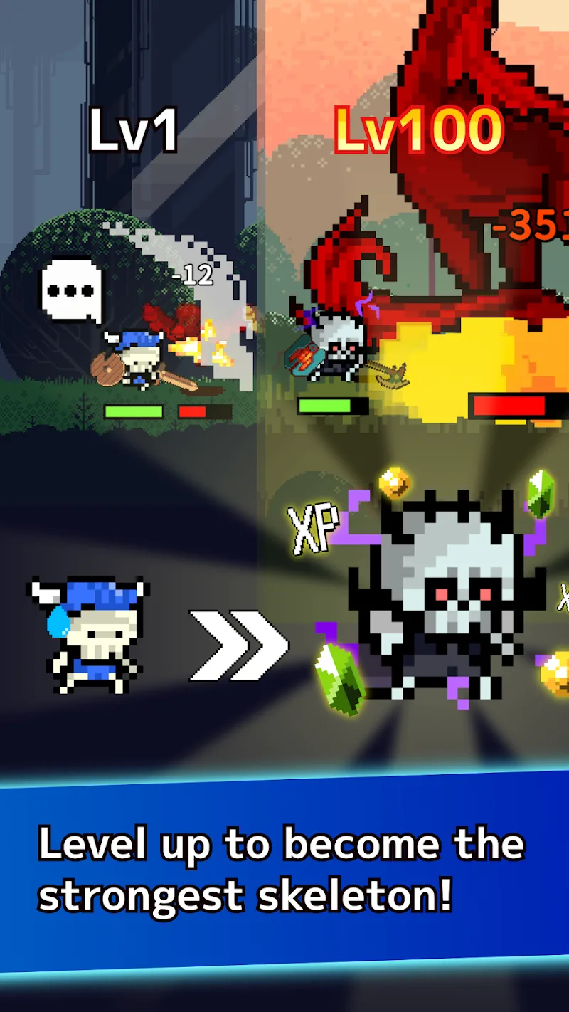 Pratinjau gameplay Idle Skeleton - Pixel RPG 4