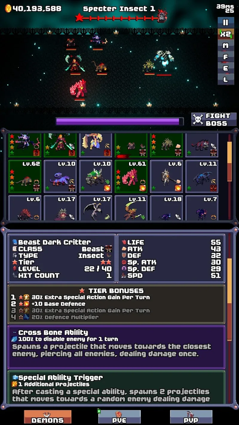 Captura de pantalla del gameplay de Novivors Monsters Idle AFK RPG 2