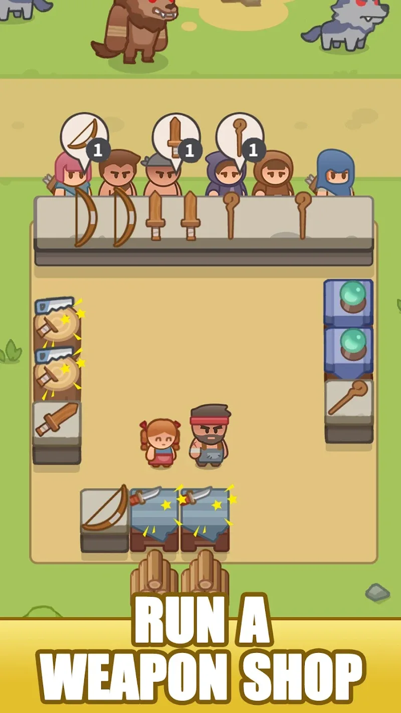Capture d'écran du gameplay d'Idle Weapon Shop Tycoon 2