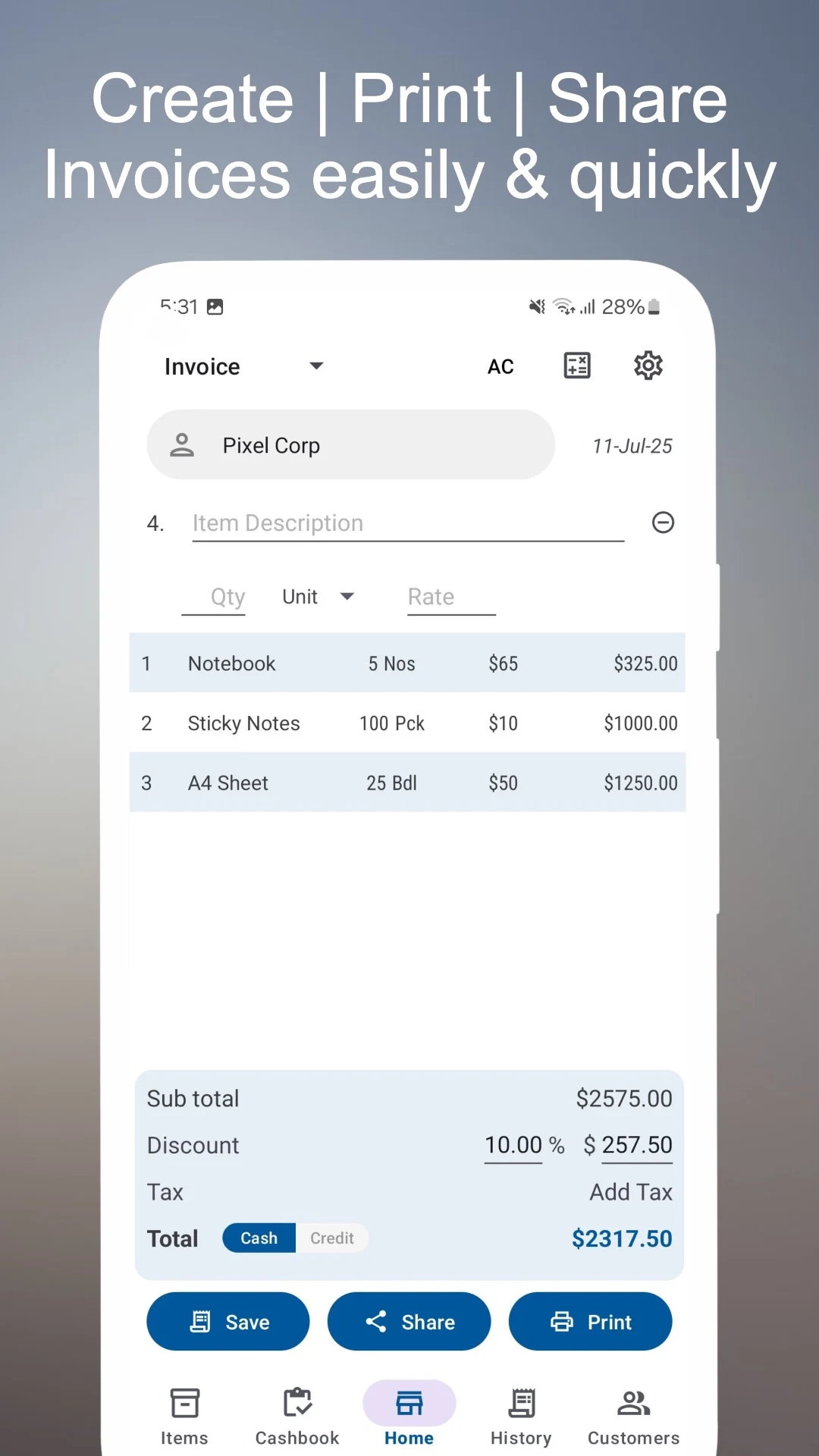 Aperçu 5 de Billculator Fast Billing App