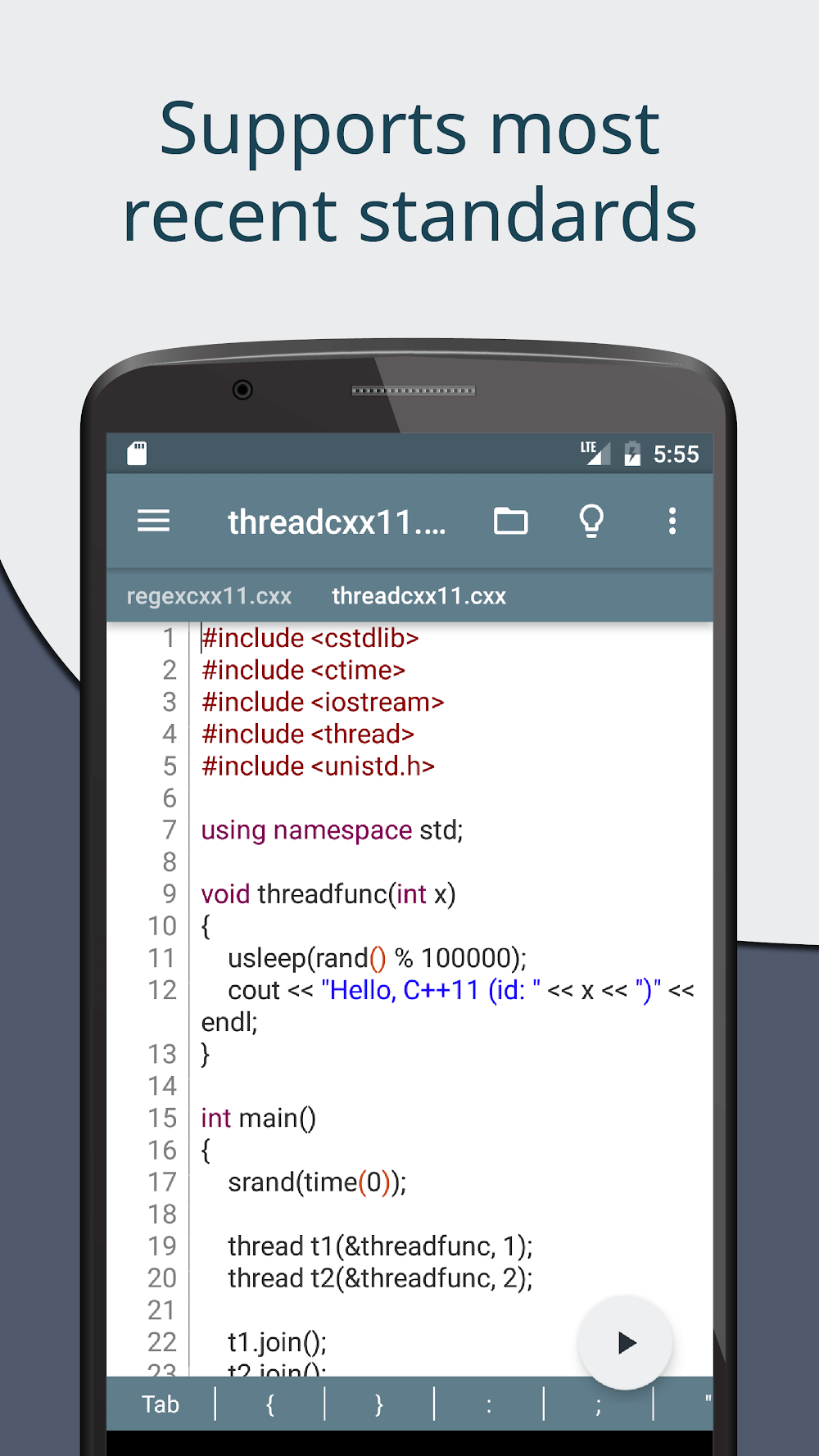 Capture d'écran de prévisualisation Cxxdroid 3