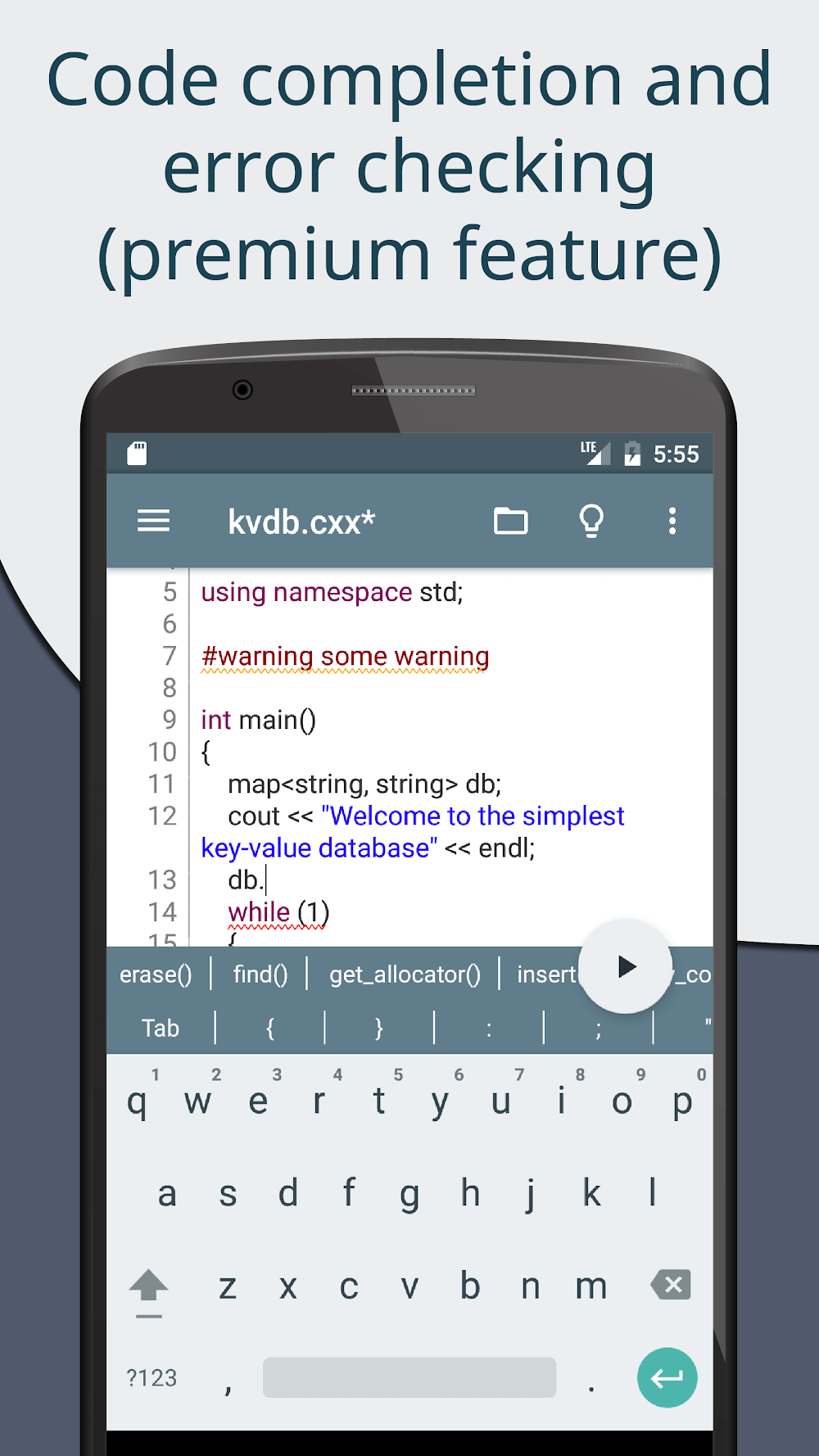 Capture d'écran de prévisualisation Cxxdroid 7