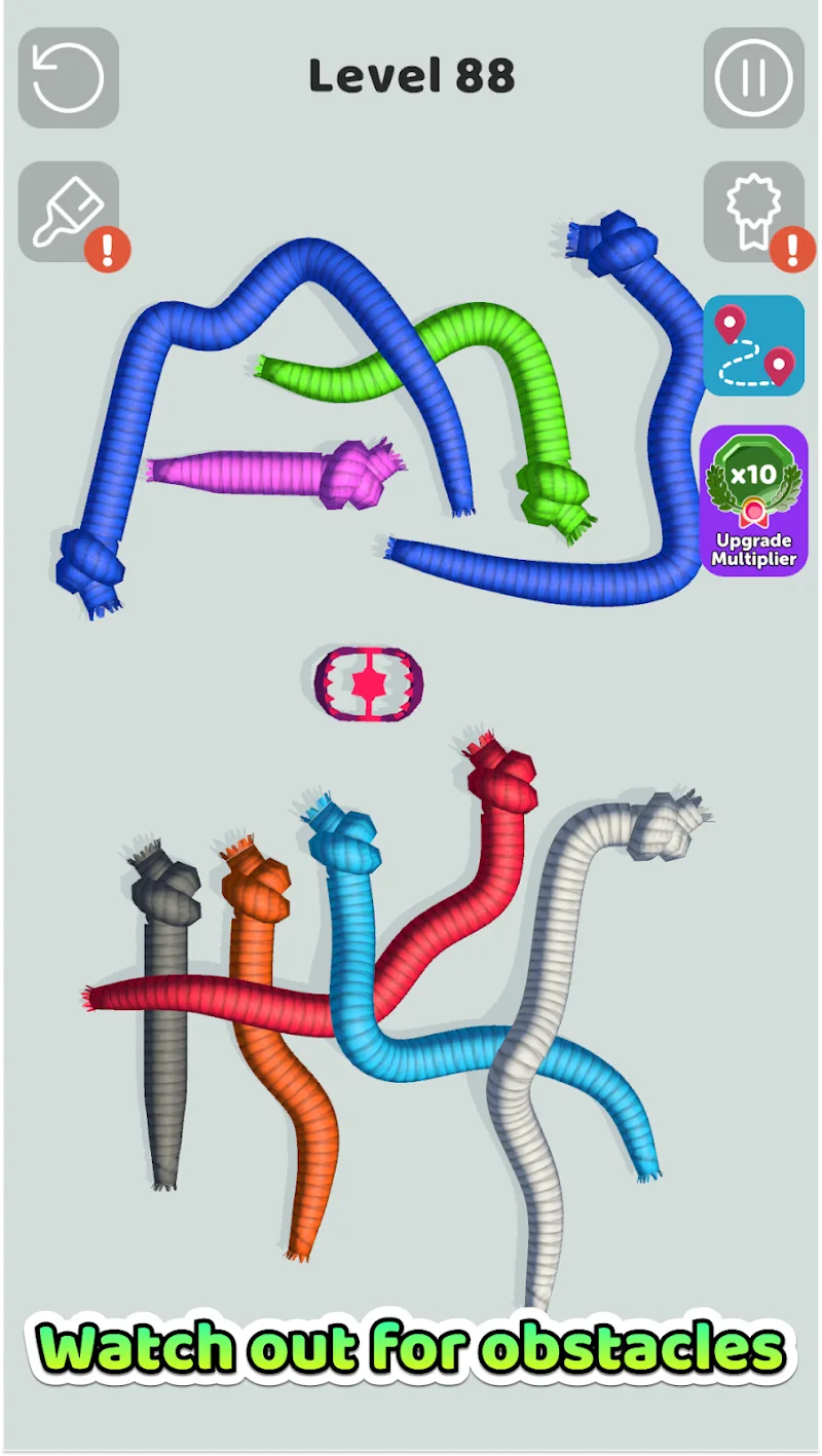 Tangkapan layar gameplay Tangled Snakes 4