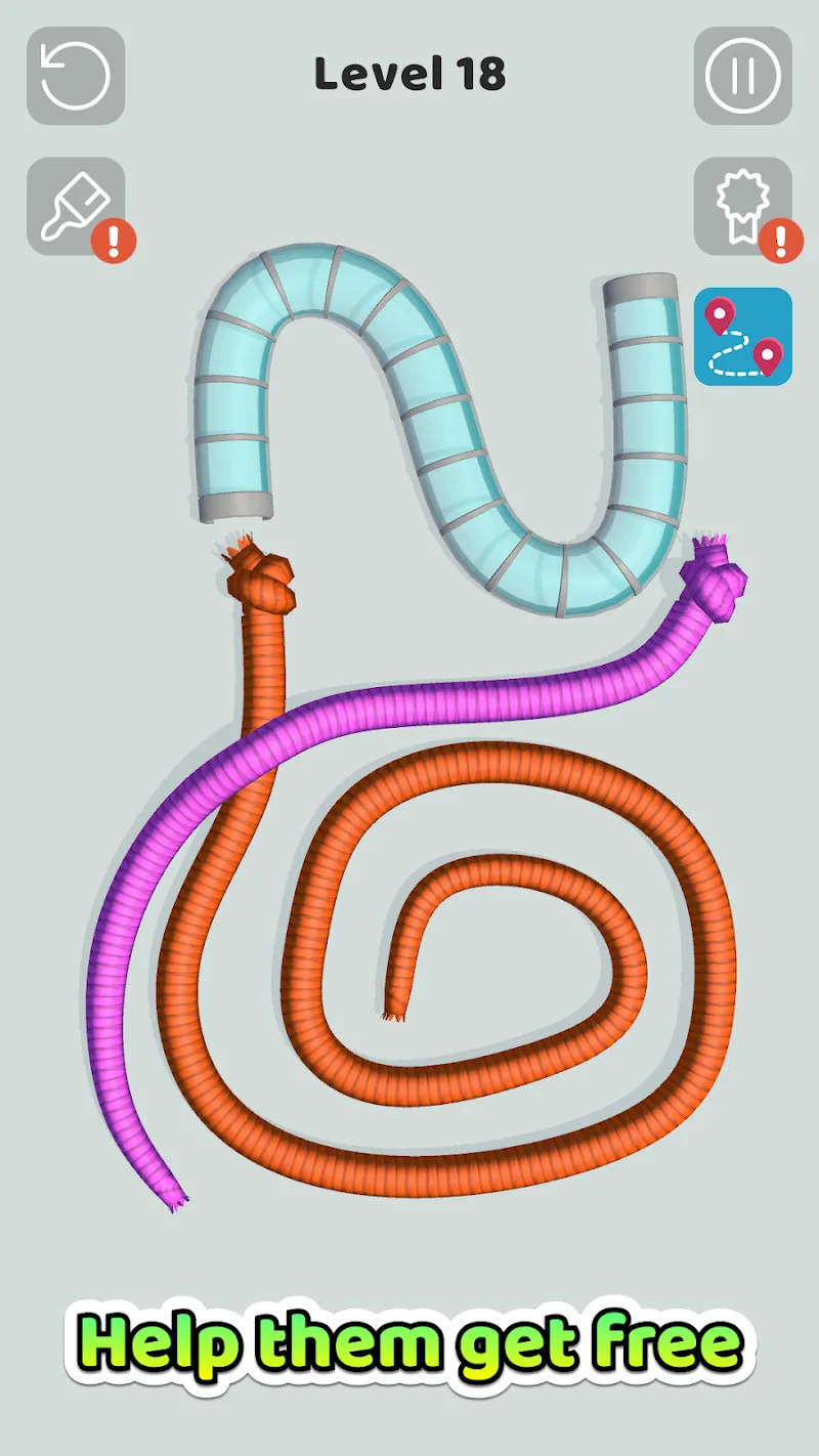 Tangkapan layar gameplay Tangled Snakes 3
