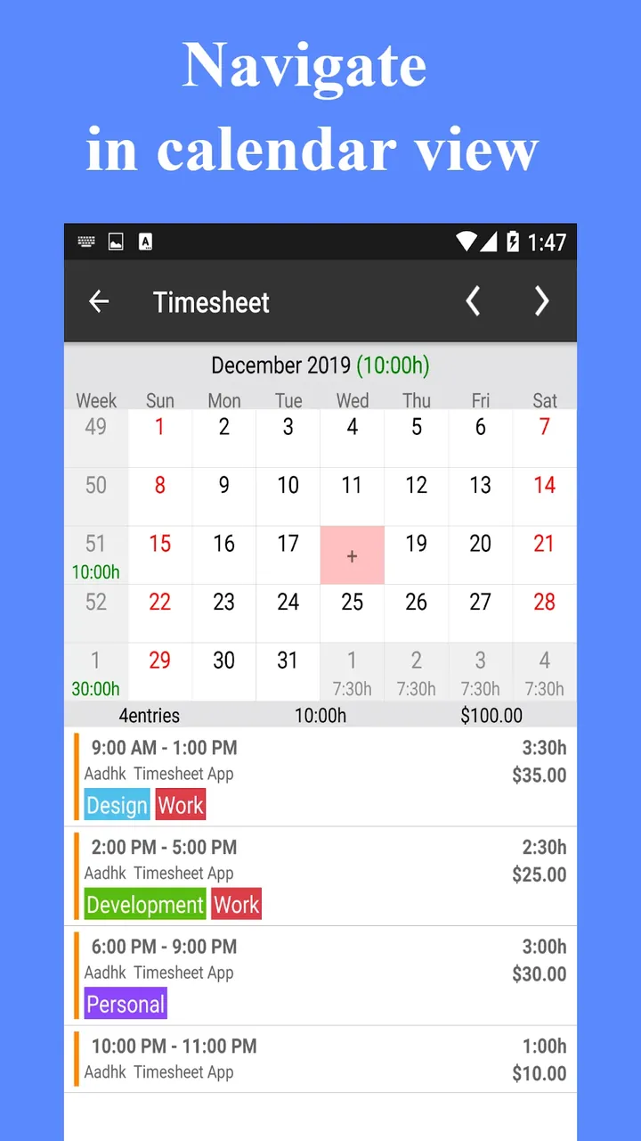 Timesheet app screenshot 7