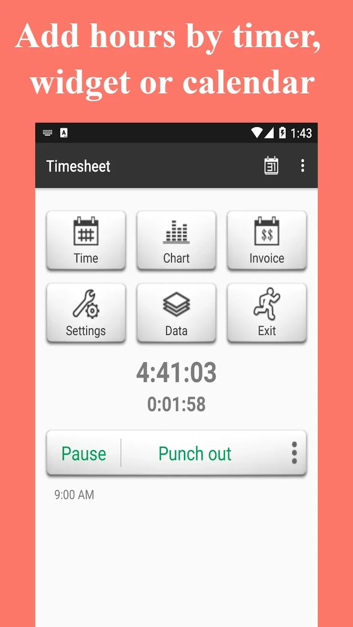 Timesheet app screenshot 2