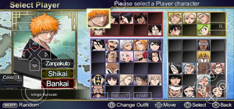 Capture d'écran du roster de personnages de Bleach: Heat the Soul 7 3