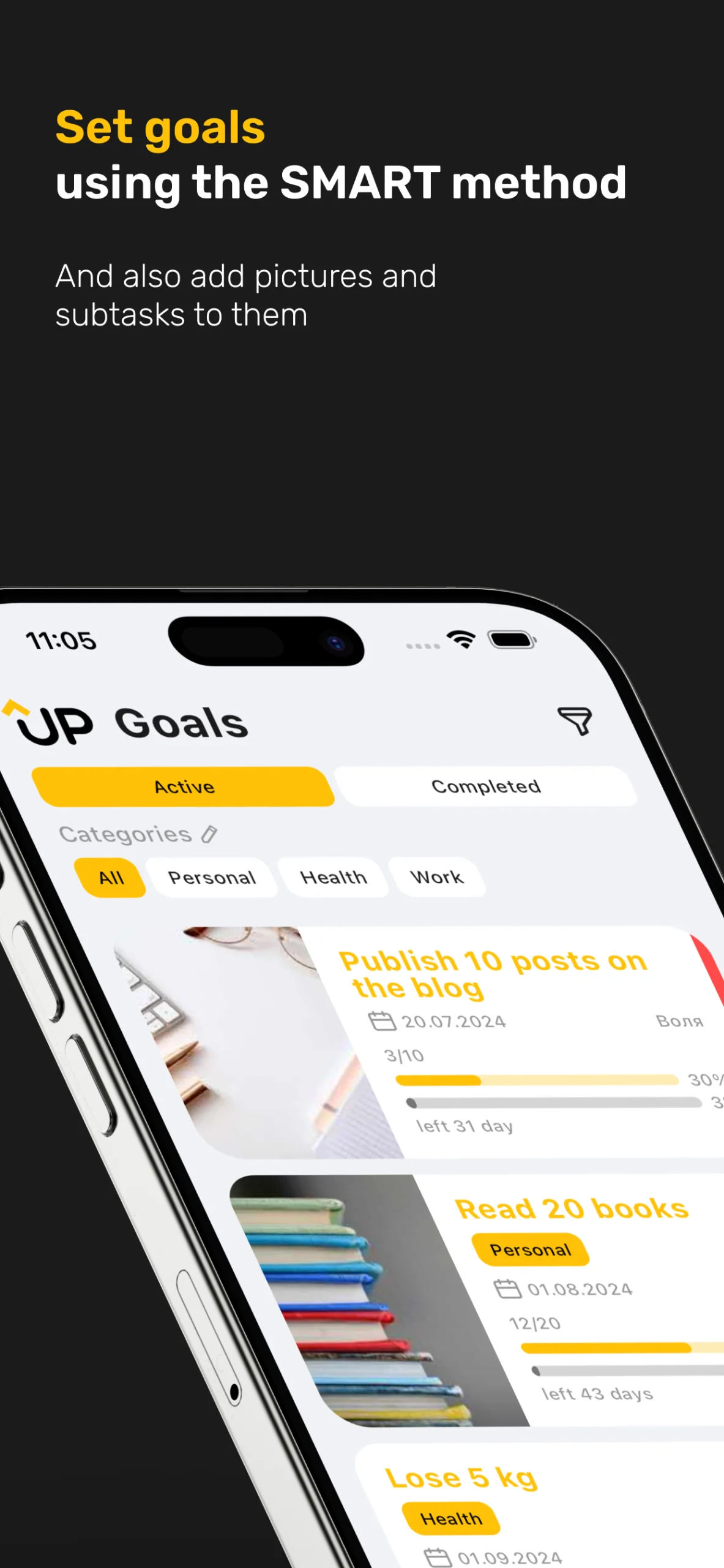 Captura de pantalla 3 de UP: Goals, To-Do, Tasks, Lists