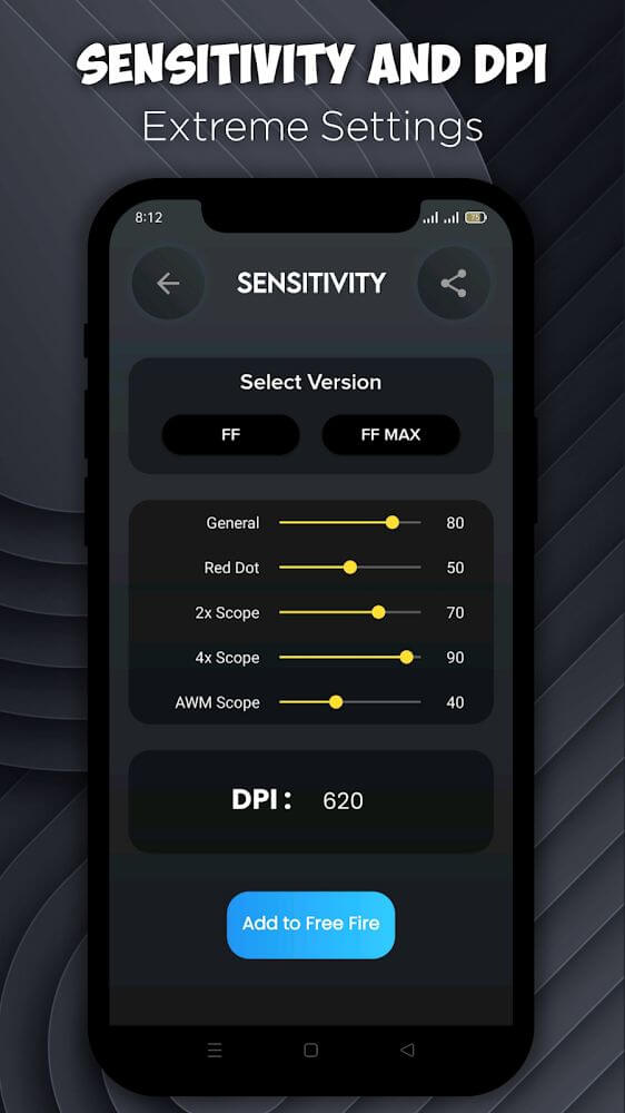 Captura de pantalla 6 de 10X Fire GFX Sensitivity Tool