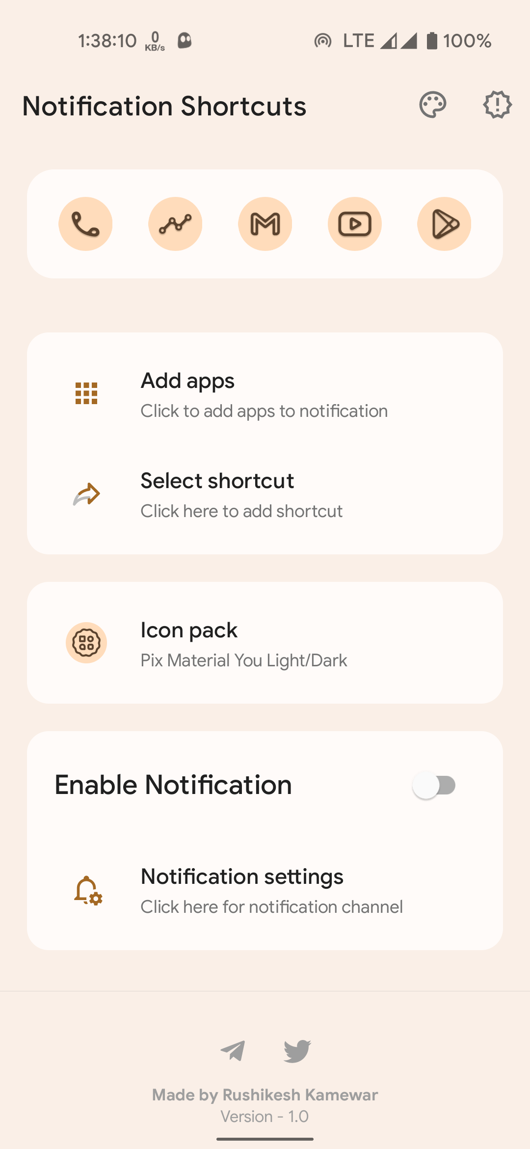 Notification Shortcuts captura 1
