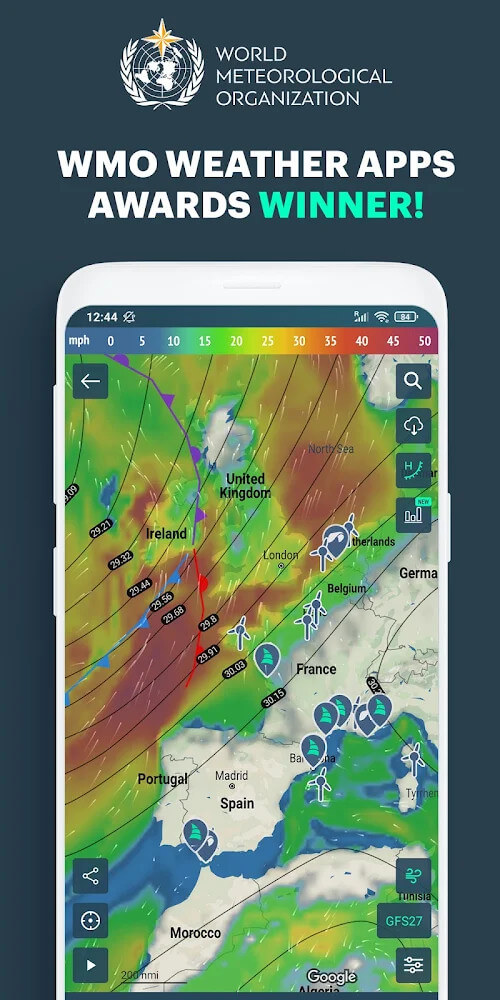 Cuplikan layar Windy.app 2