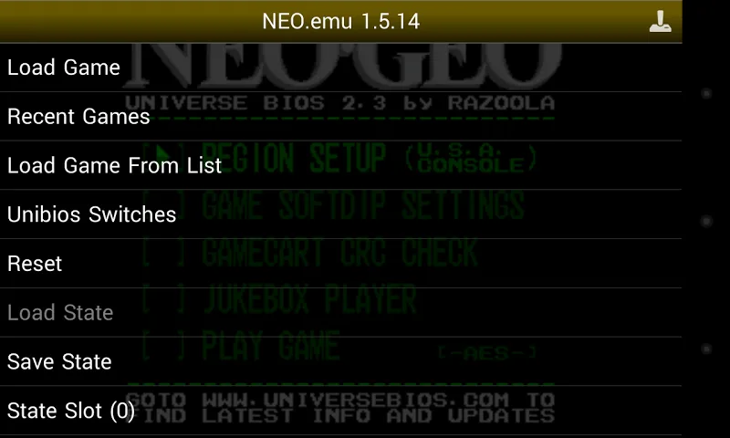 NEO.emu (Emulador de Arcade) Captura de Tela 2