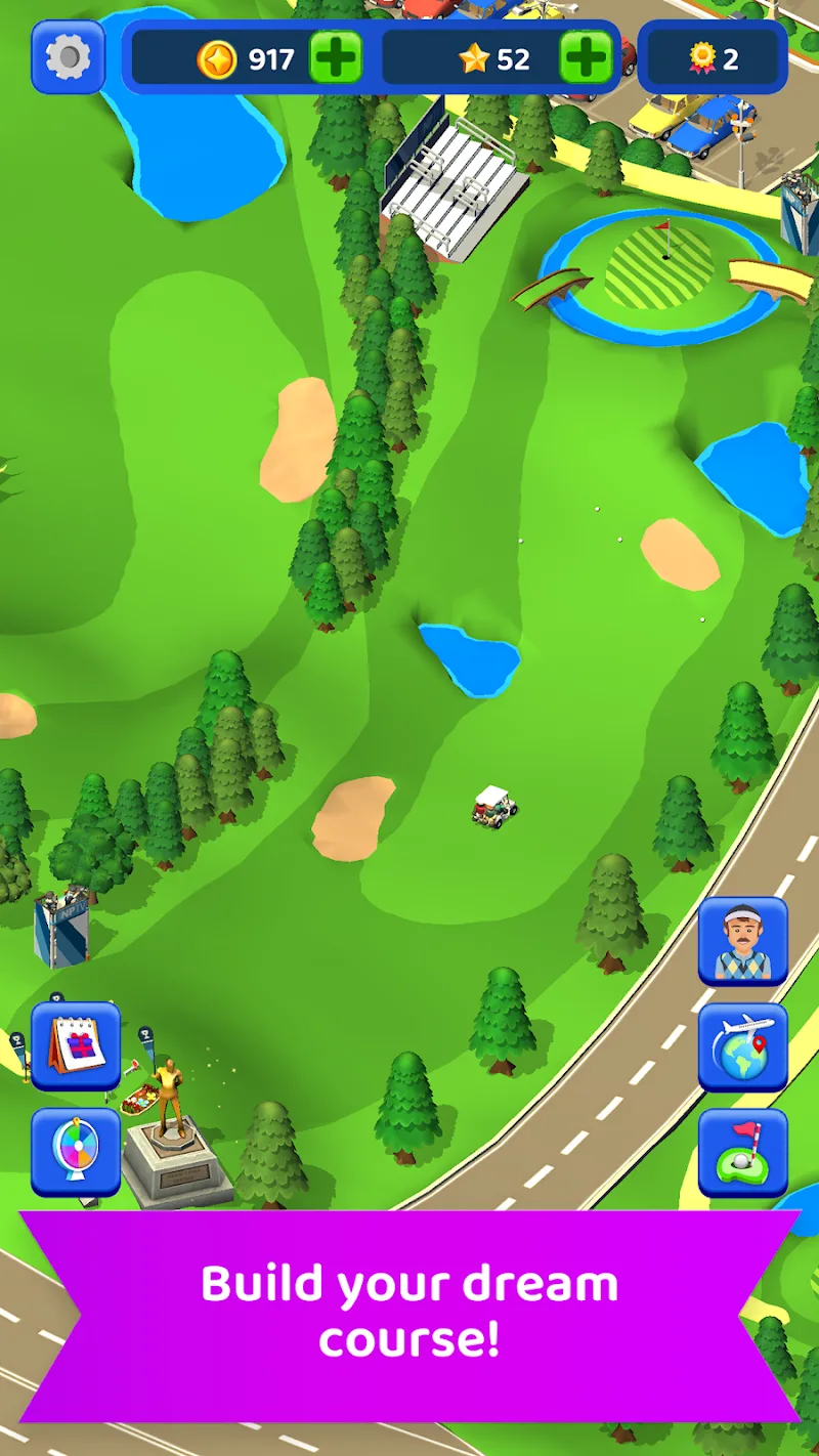 Captura de tela do gameplay de Idle Golf Club Manager Tycoon 2