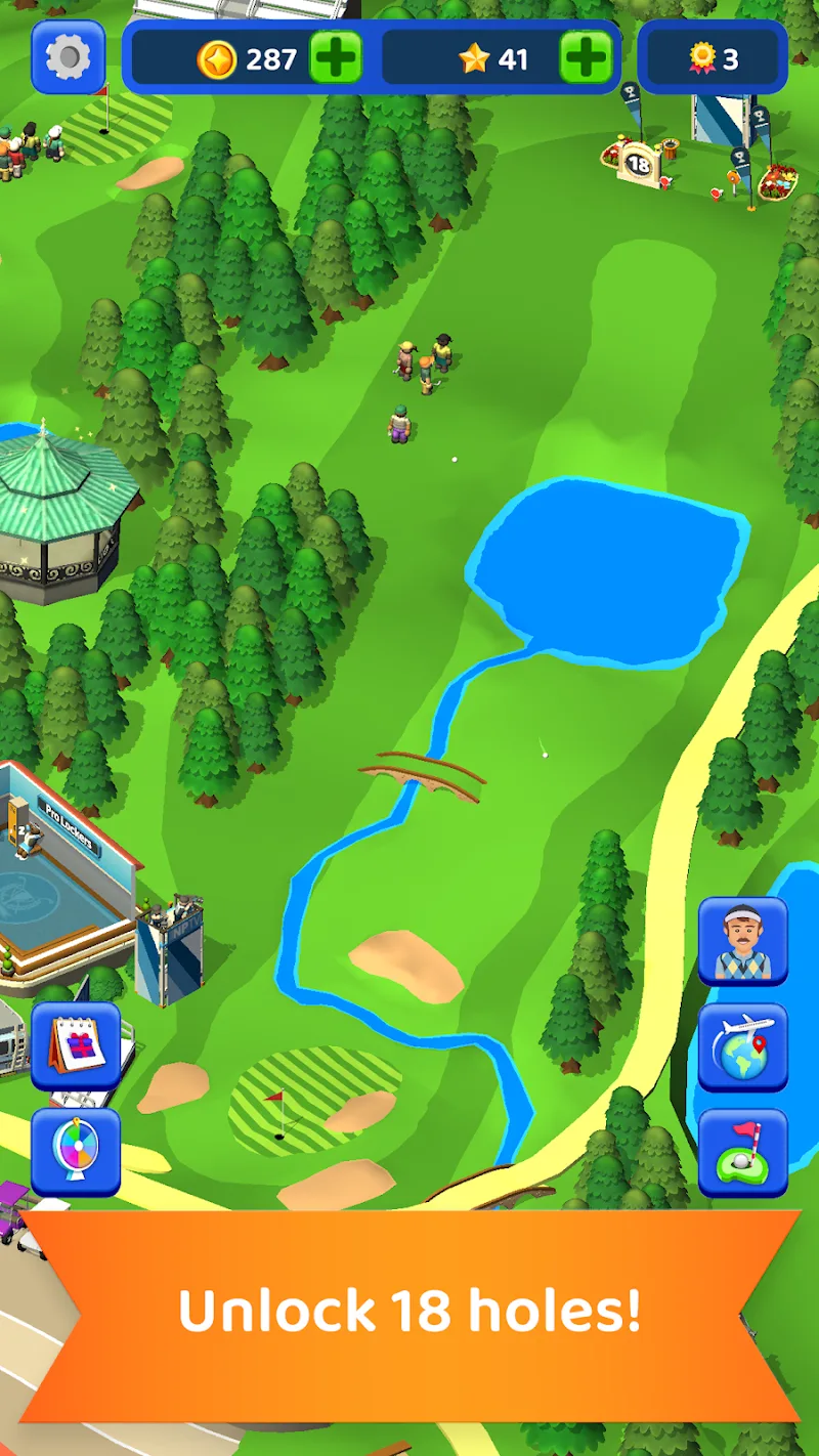 Captura de tela do gameplay de Idle Golf Club Manager Tycoon 4