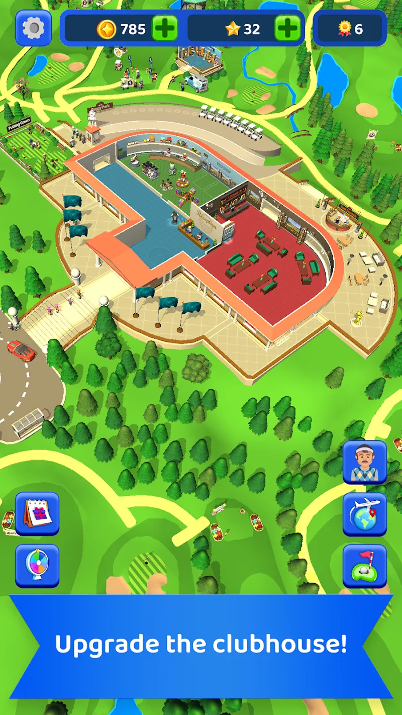 Captura de tela do gameplay de Idle Golf Club Manager Tycoon 3