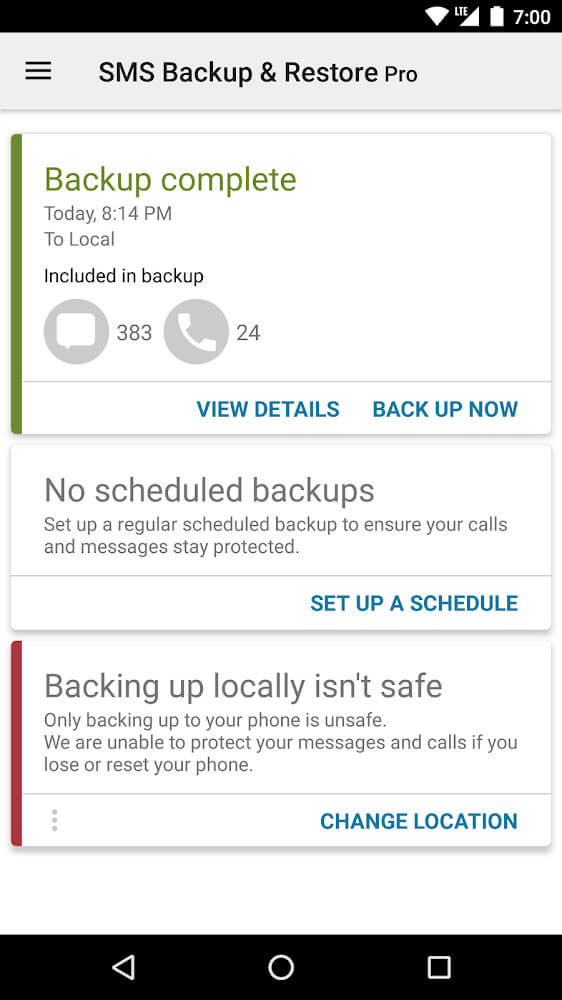 SMS Backup & Restore Pro app screenshot 3