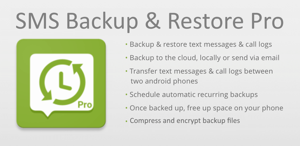 SMS Backup & Restore Pro app screenshot 1
