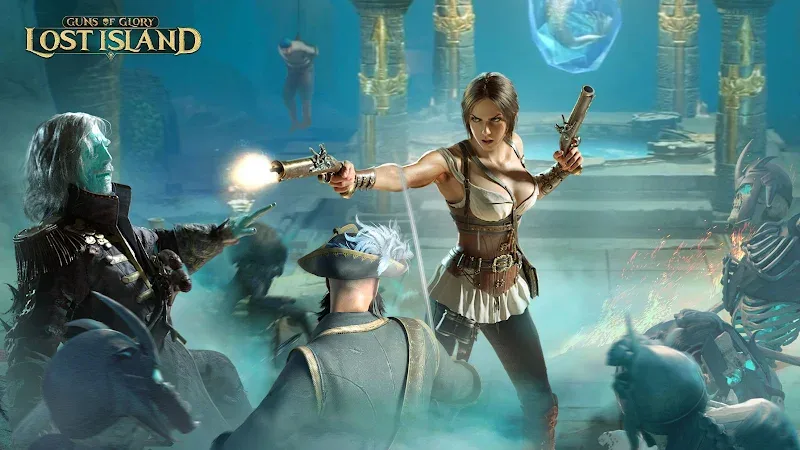 Tangkapan layar gameplay 3 Guns of Glory: Lost Island