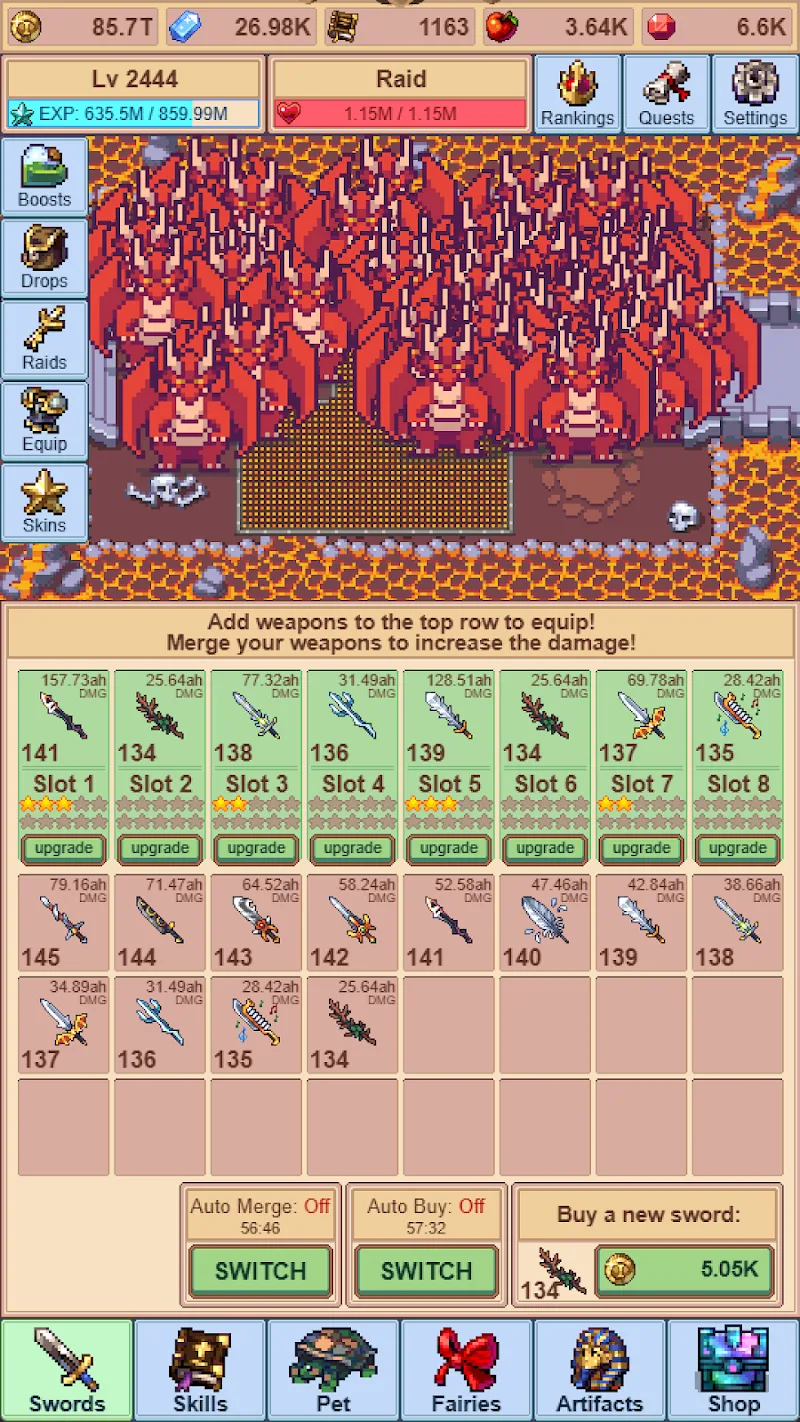 Capture d'écran du gameplay d'Idle Sword Master 4