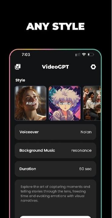 Captura de pantalla 3 de VideoGPT - AI Video Generator