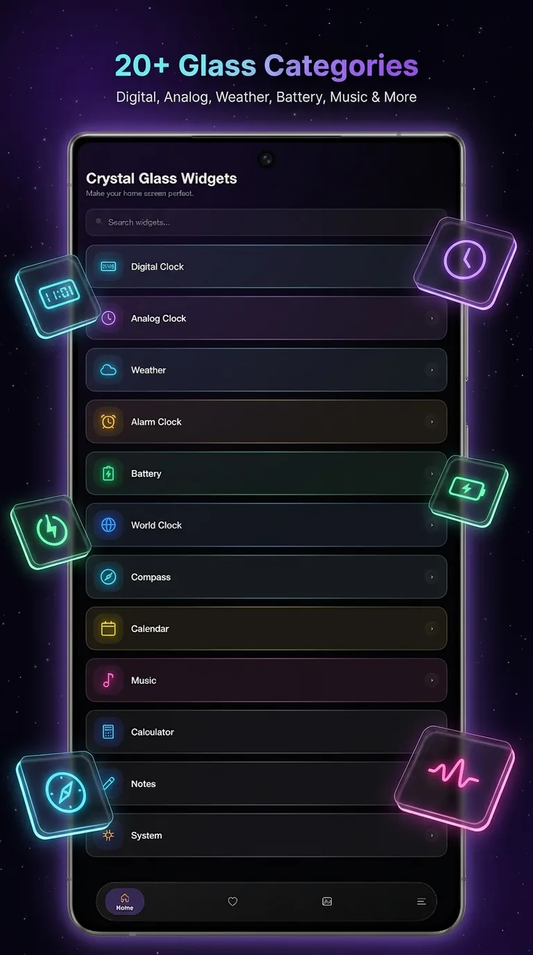 Capture d'écran 1 de Crystal Glass Widget Pro