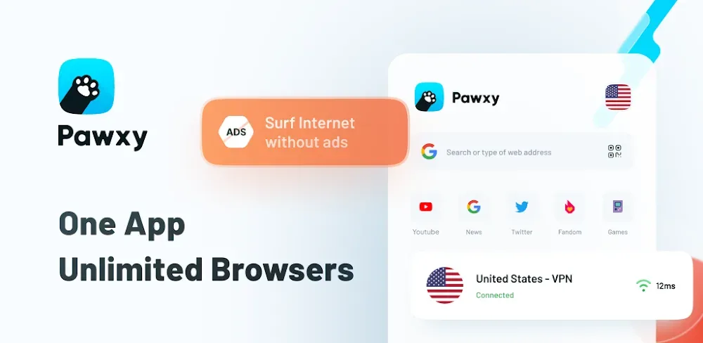Pawxy VPN interface screenshot 1