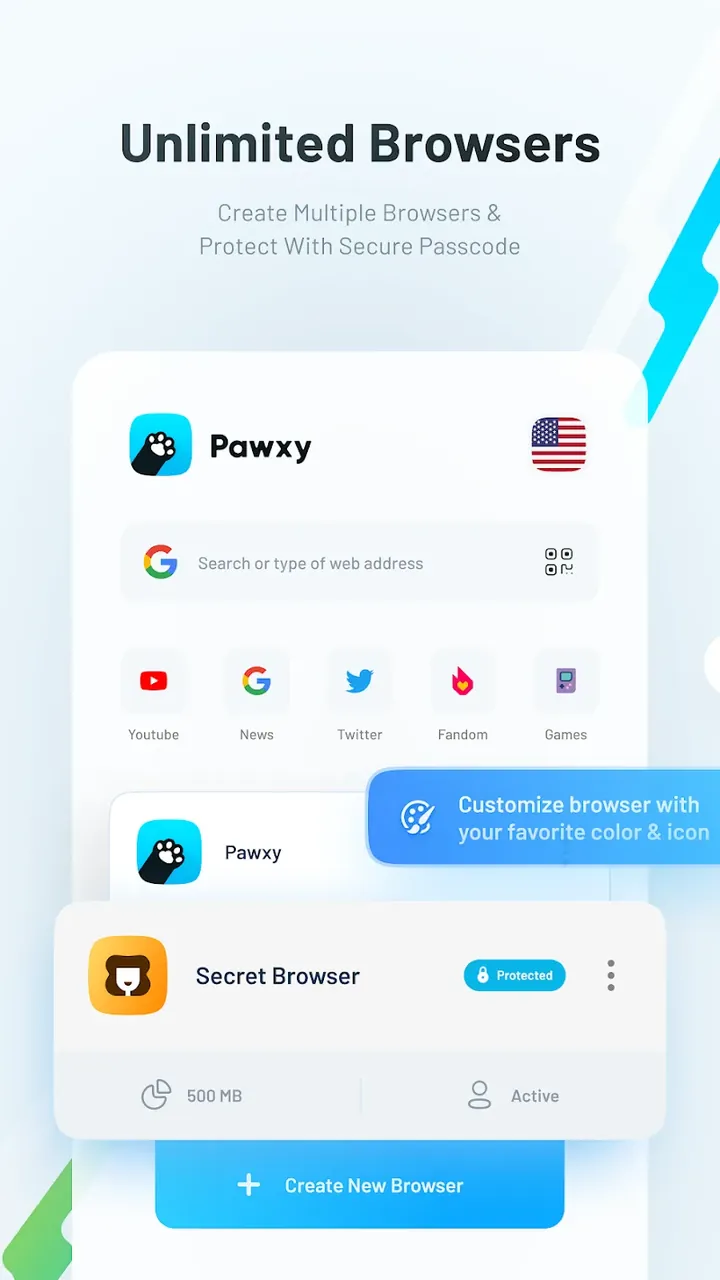 Pawxy VPN interface screenshot 2