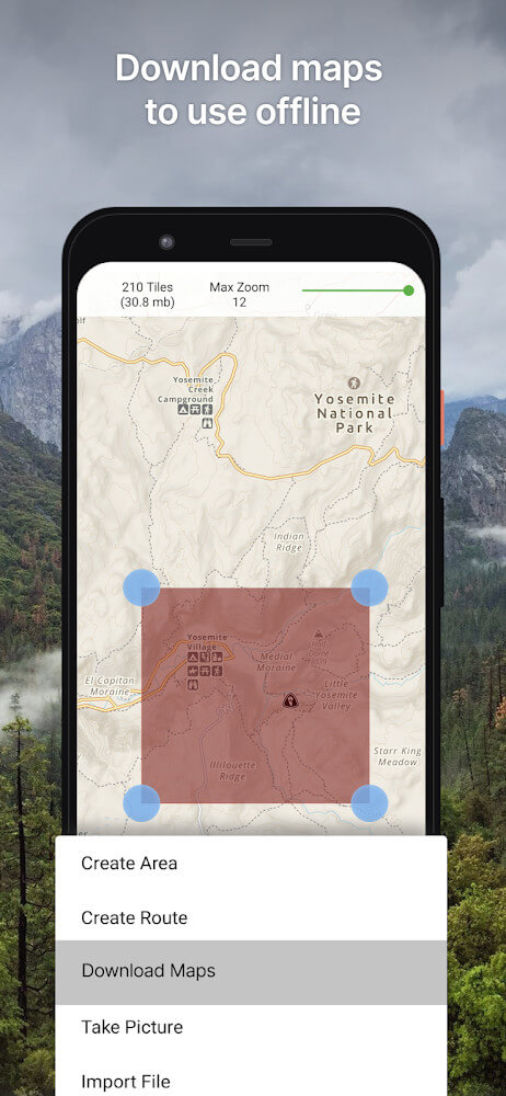 Tangkapan layar Gaia GPS 7